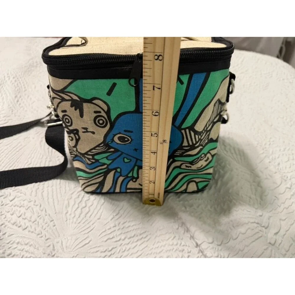 SoYoung Kids Insulated Lunch Bag Crossbody Raw Linen Graphic Print